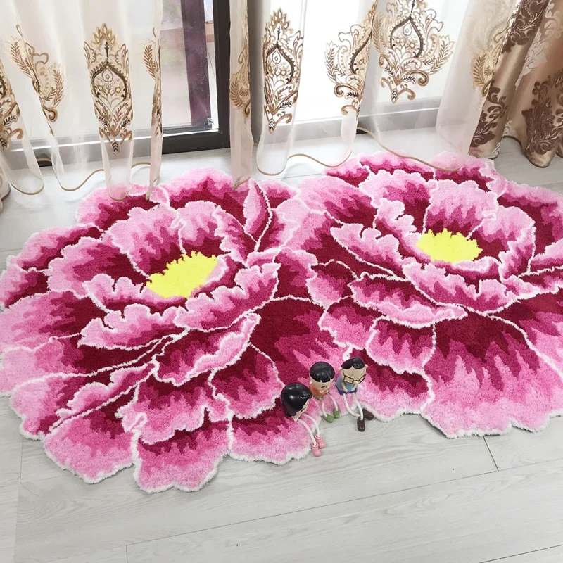 Rote Pfingstrosen-Blumen-Teppiche im chinesischen Stil, Dicker Wohn-und Schlafzimmer bereich