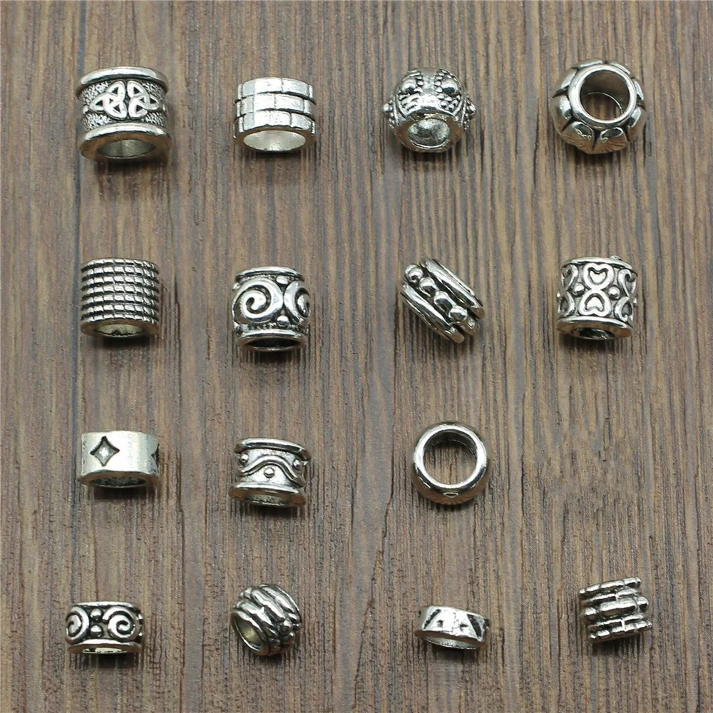 20 stks / partij Spacer Kralen Charms Antiek Zilver Kleur Big Hole Spacer Kralen Bedels Hangers Voor