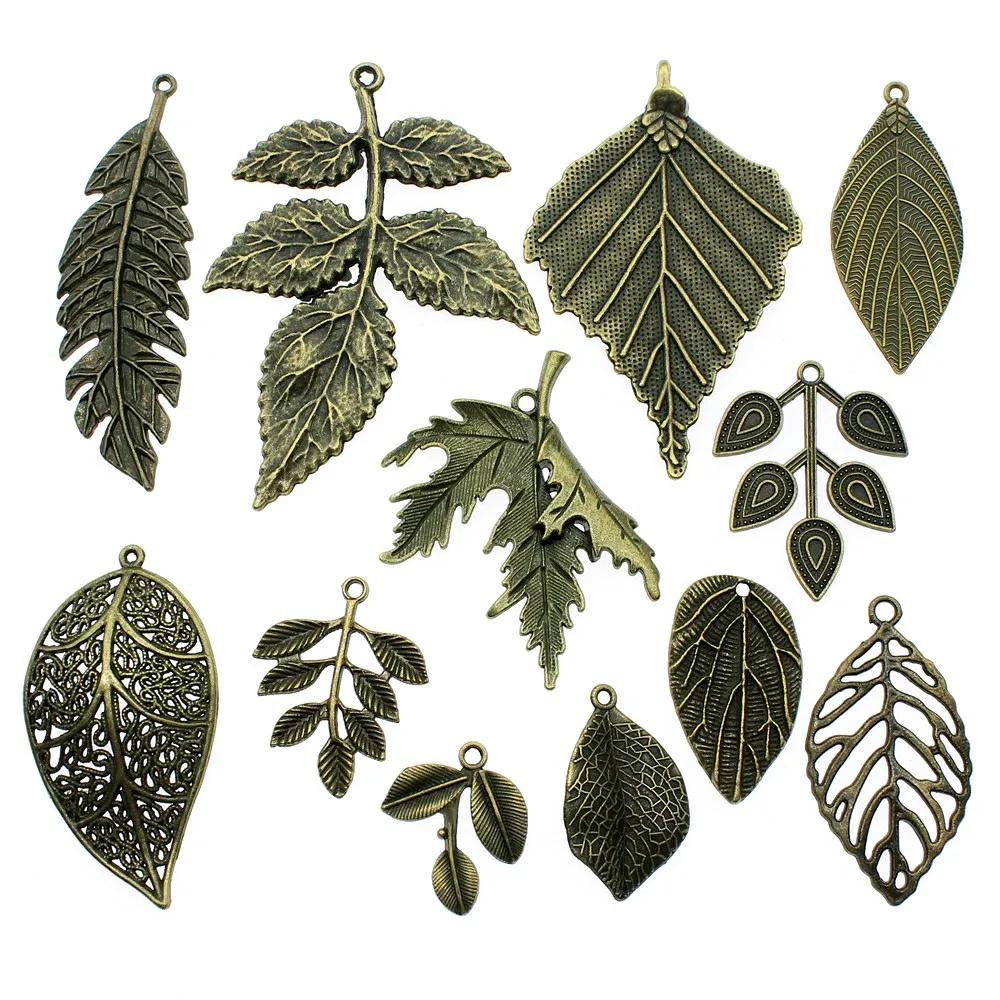 5 stks Grote Bladeren Hanger Charms Antiek Brons Kleur Leaf Charms Sieraden DIY Grote Boom Blad