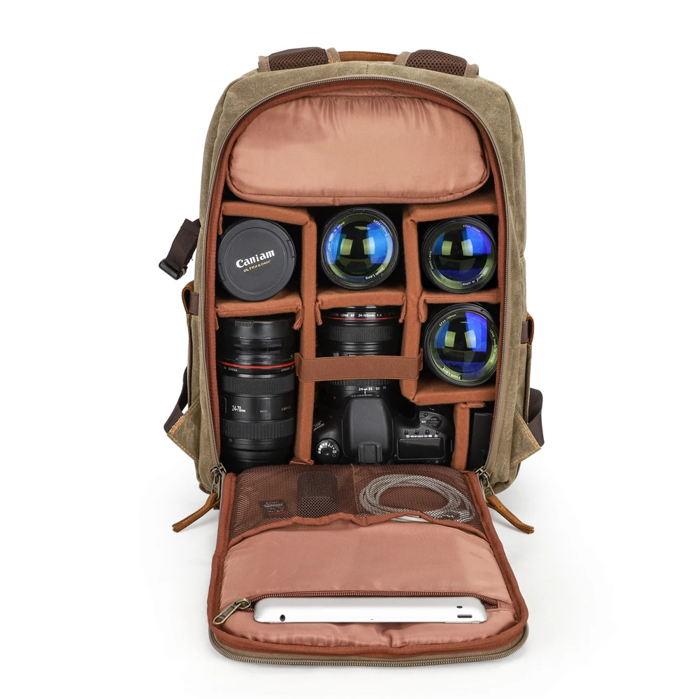 Professionelle Fotografische Kamera Rucksack Wasserdichte Batik Leinwand Schultern Schützen Tasche