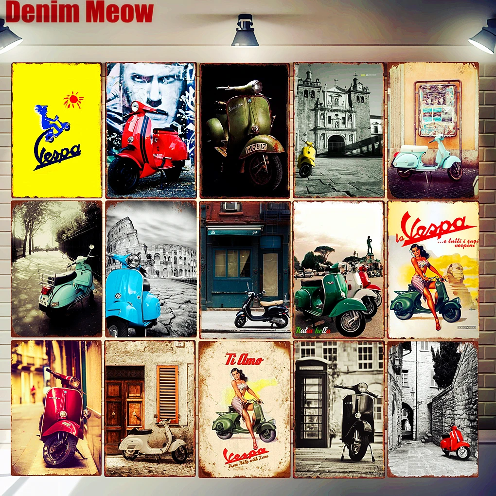 Vespa Retro Blechschilder, Auto, Motorräder, Metallkunst Poster, Bar, Garage, Wanddekoration, Moto Clube, Faro, Vintage Home Dec