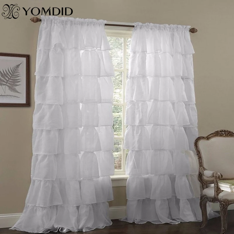 YOMDID Weiß Jalousien Stange Vorhang Tüll Vorhänge für Schlafzimmer Tür Fenster Multi-layered