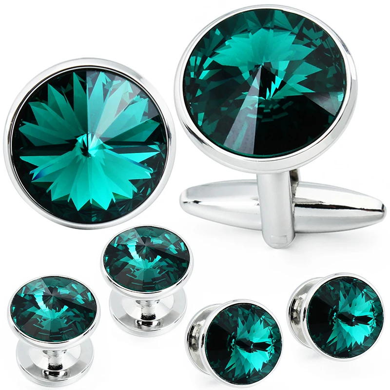 Hawson Manchetknoop En Stud Set Voor Heren, Smoking Shirt Kristal Luxe Manchetknopen Set Voor
