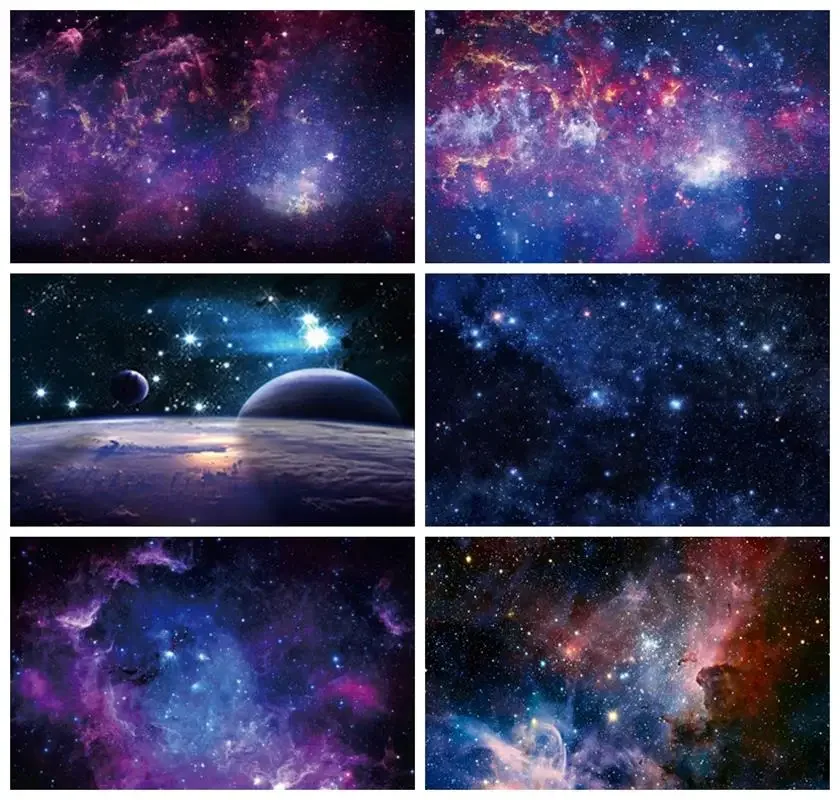 Laeacco Baby Geburtstag Photozone Universum Raum Planeten Glitters Erde Wenig Astronaut Neugeborenen