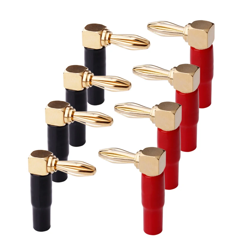 YYTCG 8Pcs Rechten Winkel 90 Grad 4mm Banana Stecker Schraube L Typ für Binding Post Verstärker