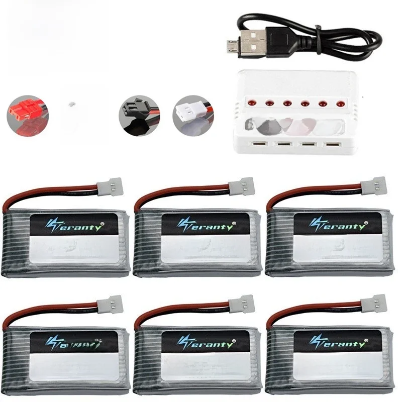 Teranty Power 3,7 V 650mAh Batterie mit USB Ladegerät Für SYMA X5C X5C-1 X5 H5C X5SW 852540 3,7 V