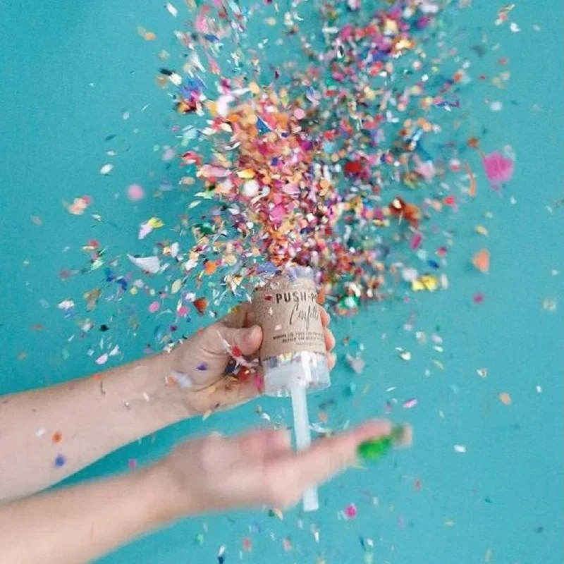 Push Pop Party Konfetti Poppers für Hochzeit Glücklich Geburtstag Blume Mini Runde Konfetti