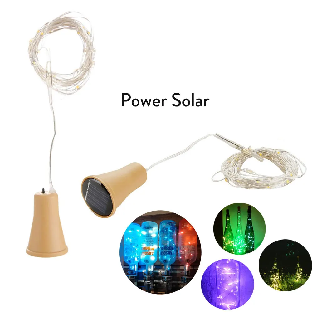 10LED/15LED/20LED Girlande Solar Wein Flasche Lichter Solar Kork Fee Lichter Weihnachten Licht