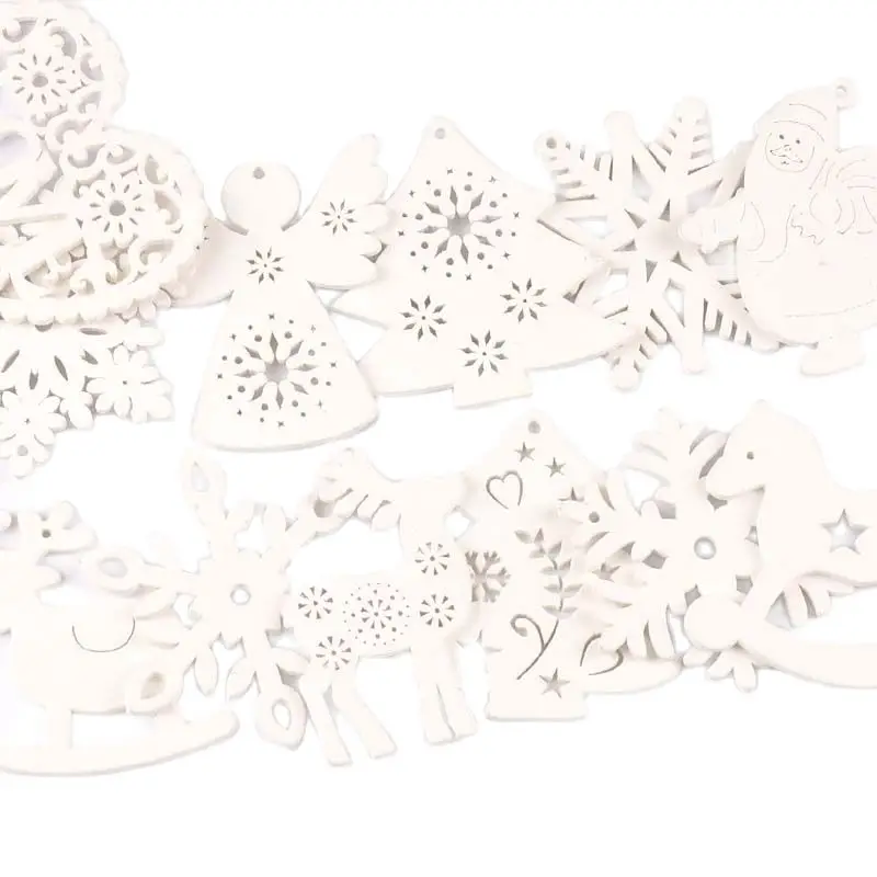 5 stücke + 1m hanf seil Weihnachts Baum Ornament Holz Hängen Anhänger Weihnachten baum schnee angel