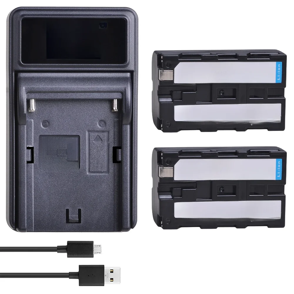 2Pcs 2600mAh NP-F550 NP-F330 NP-F530 NP-F570 Batterie + Neue LED USB Ladegerät für Sony CCD-SC55
