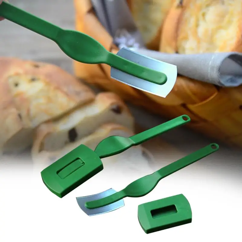 Gebogene Klingen, Brotmesser, leicht zu reinigen, sicherer Teigmarker, rostfrei, mit Scheide,
