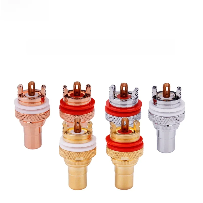 YYTCG 4 stücke RCA Buchse Chassis CMC Stecker Rhodium Überzogene Kupfer Jack 32mm Kupfer Stecker Amp