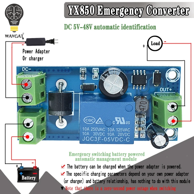 YX850 Stromausfall automatisches Schalten Standby-Batterie Lithium-Batterie-Modul 5V-48V