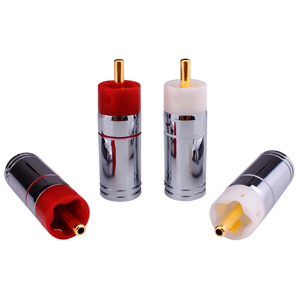 4 stücke Hohe Qualität Hifi DIY 9mm Rca Connectors Silber Überzogene Gold Überzogene Messing RCA Stecker Anschlüsse Audio Stecke