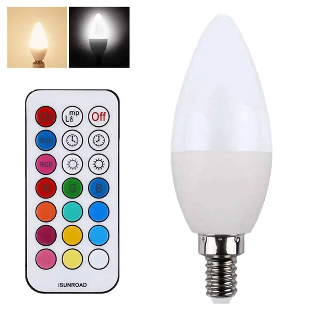 3W E27/E14/E12/B22 RGB Farbwechsel LED Kerze Glühbirne mit Fernbedienung