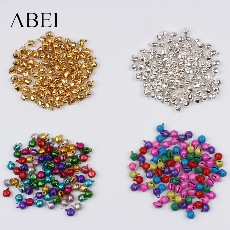 200 teile/los 6mm mini Gold Silber Multicolor Glocke Weihnachten Jingle Bells Lose Perlen DIY