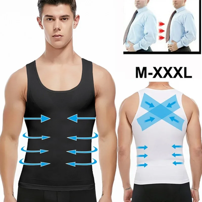 Herren Abnehmen Body Shaper Shapewear Bauch Bauch Kompression Shirt zu Verstecken Gynäkomastie Moobs Workout Tank Tops Unterhemd