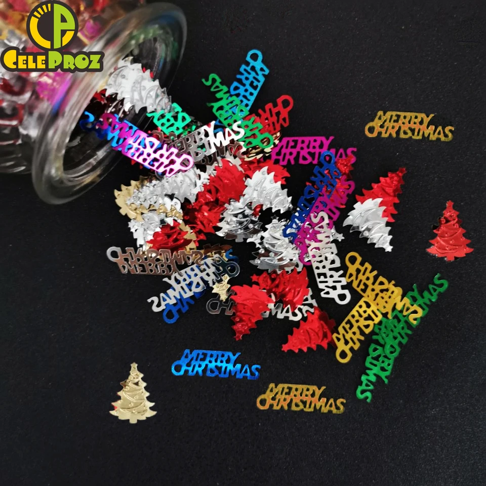 15g Konfetti Frohe Weihnachten Party Streuung Sterne Schneeflocke Schneemann Sata Claus Rentier