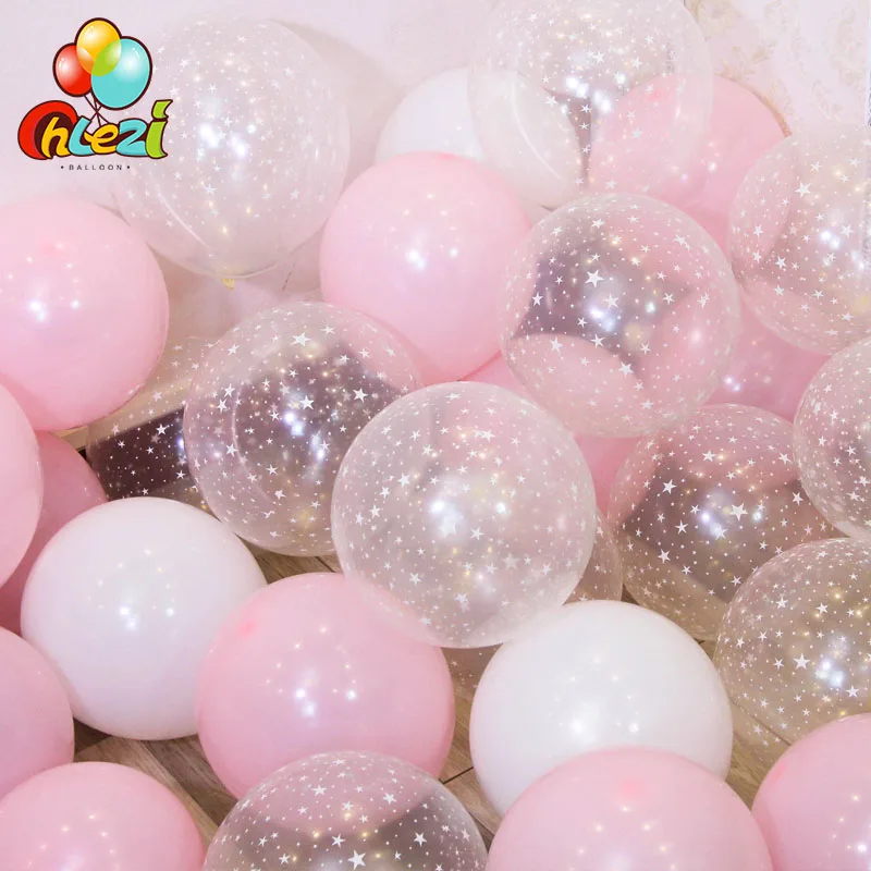20pcs 12 inch Latex Balloon Set Star Clear Pink Gold Balloons Wedding Decoration Baby Shower
