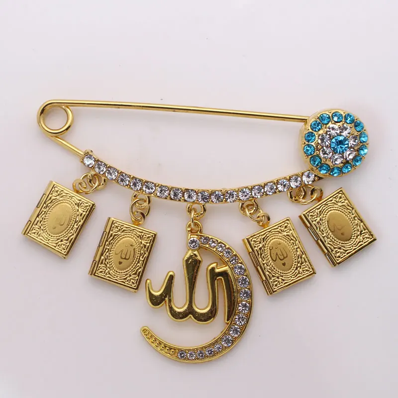 Islam Persische Crescent Moon Star Amulett muslim Allah Koran buch brosche baby pin