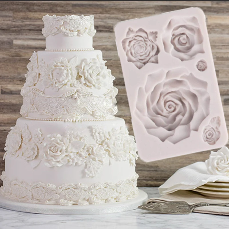 Große Rose Mould Fondant-Kuchen Werkzeuge Silikon Formen Sugarcrafts Schokolade Backen Werkzeuge für