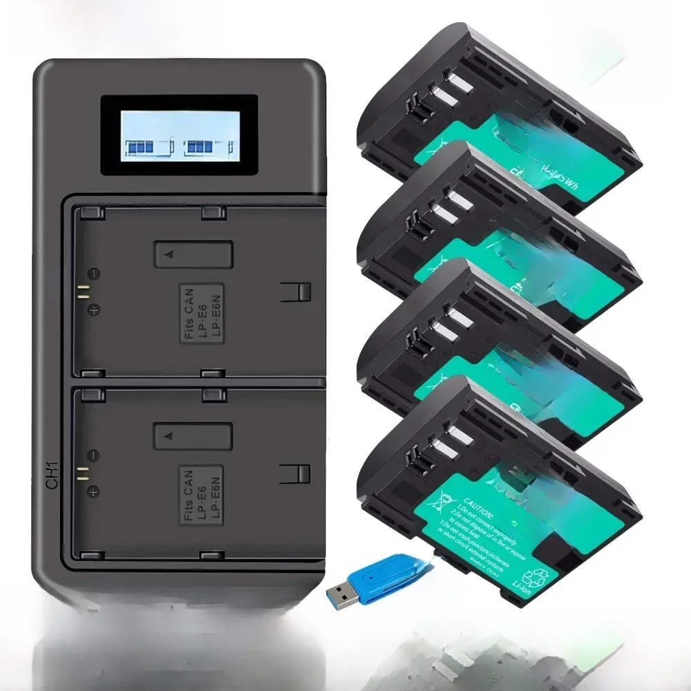 2850mAh LP E6 LPE6 LP-E6 E6N LP-E6N Batterie Für Canon EOS 5DS R 5D Mark II 5D Mark III 6D 7D 80D 90D EOS 5DS R Kamera LCD Dual 