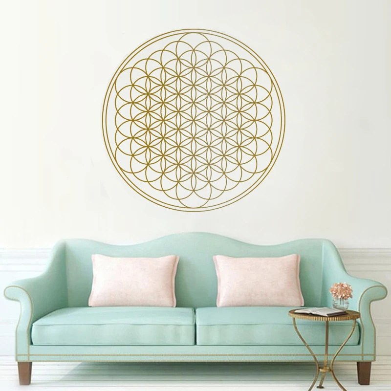 Heiligen Blume des Lebens Geometrische Wand Aufkleber Yoga Boho Kreis Mandala Vinyl Wohnzimmer