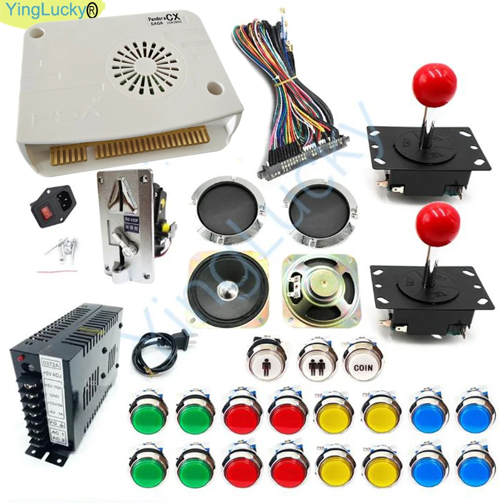 Pandora Saga CX Arcade DIY Joysticks Kit Arcade 12 V5V Power Box Lautsprecher Multi-Währungs-Münz akzeptor Arcade LED-Taste