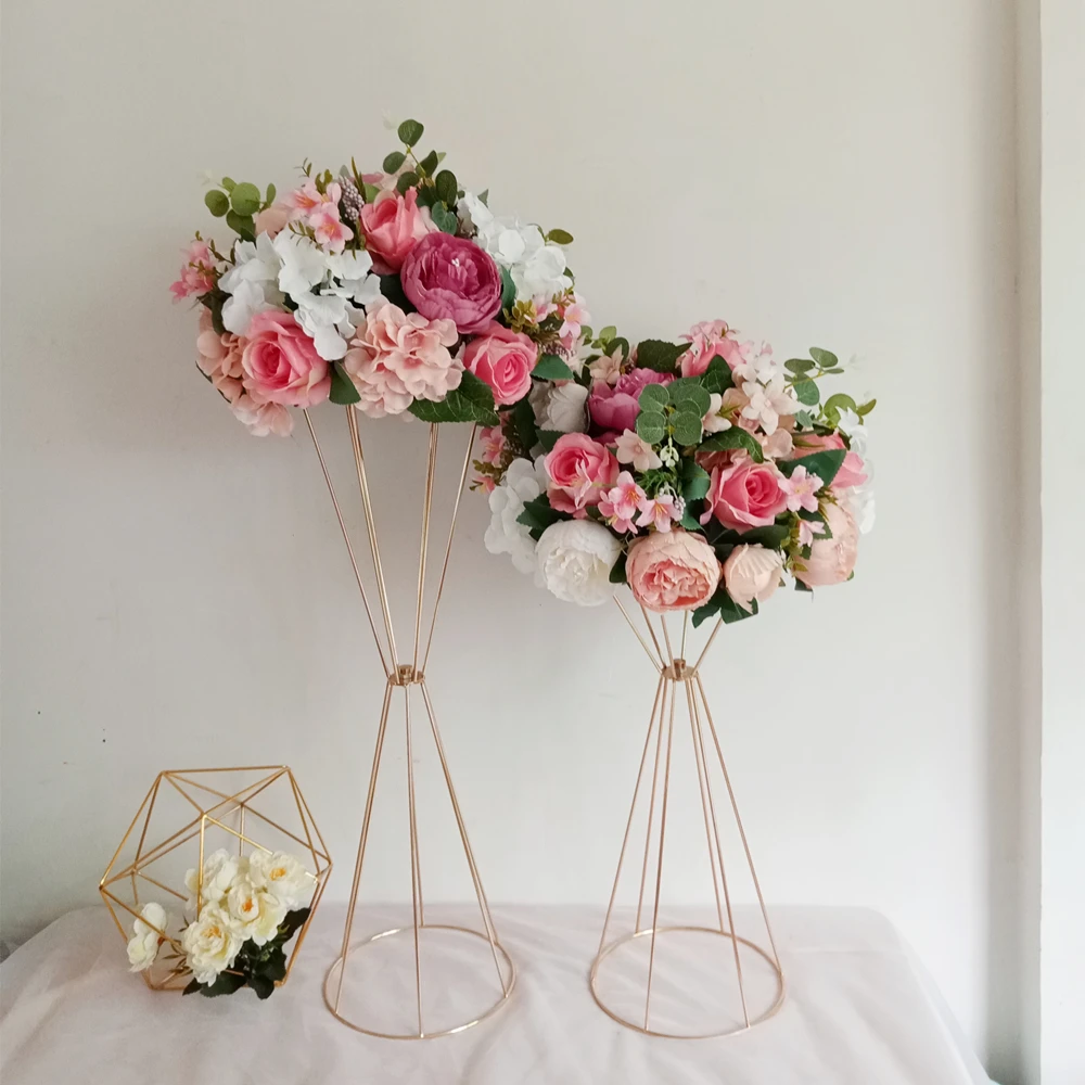 70 CM/50 CM Blume Vasen Gold/Weiß Blume Steht Metall Straße Führen Hochzeits-mittel Blumen Rack Für
