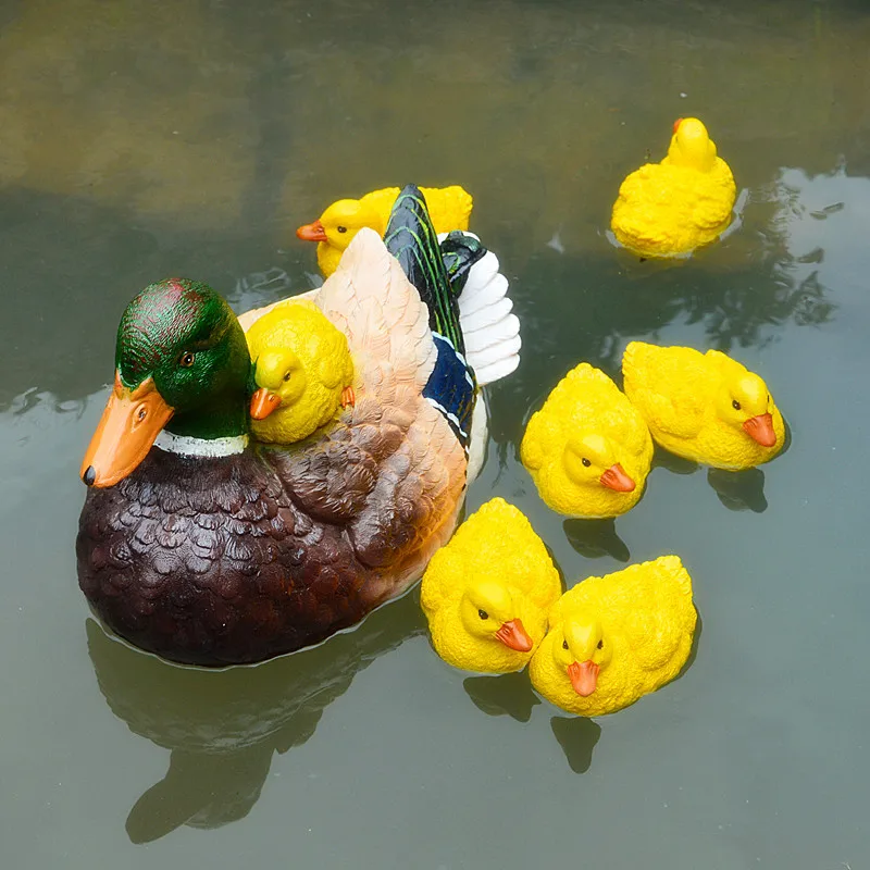 Nette Harz Schwimm Ente Statue Outdoor Garten Teich Aquarium Dekorative Schwimmen Wilde Ente