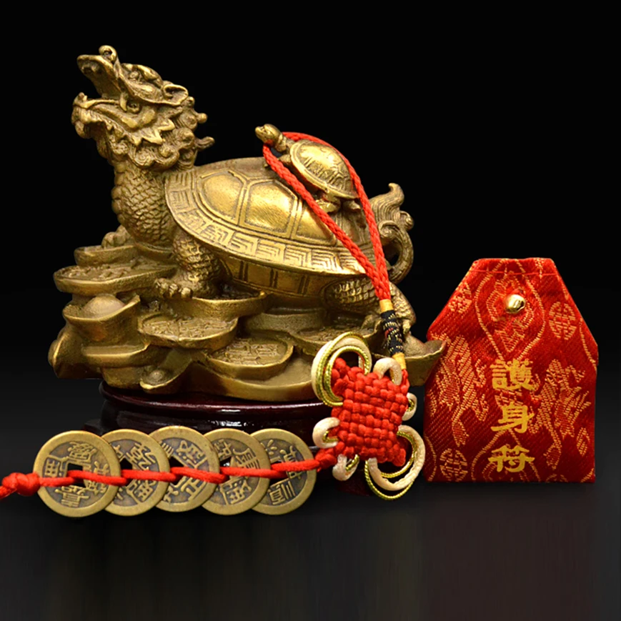 China fengshui messing drachen schildkröte Schildkröte reichtum glück statue Metall handwerk Home