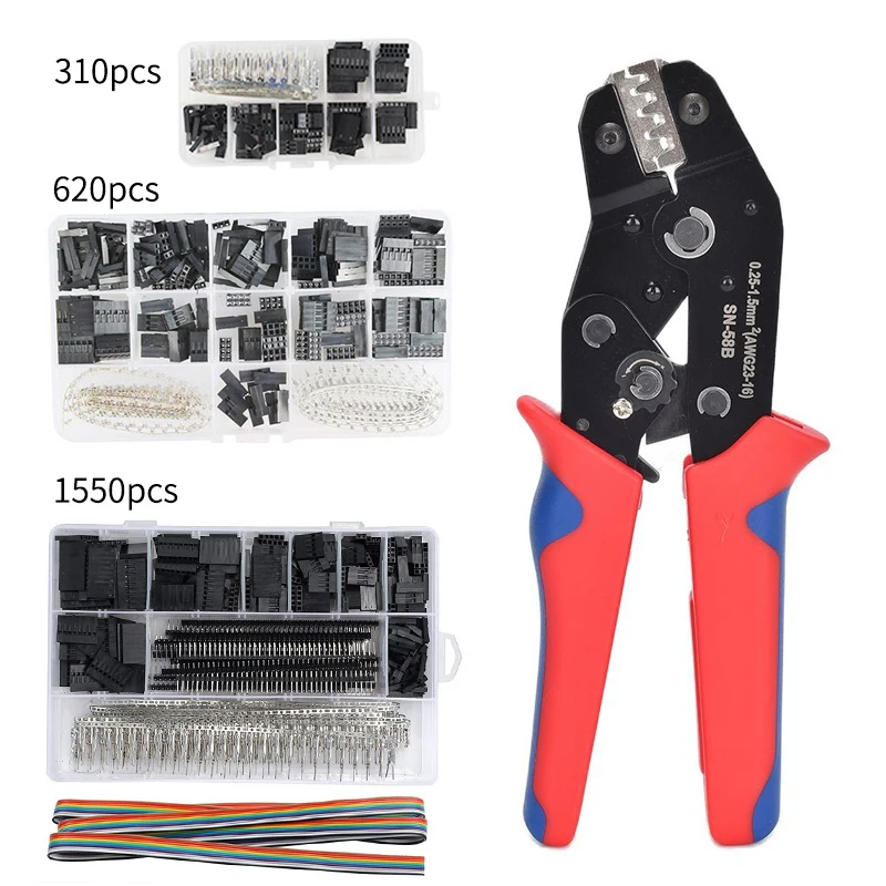 SN-58B 310PCS/620PCS/1550PCS Dupont Crimping Tool Kit Jst Xh Crimper Pliers Terminal Ferrule Crimper