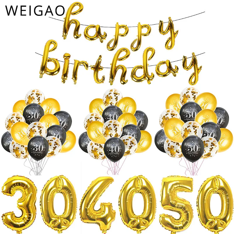 30th 40th 50th 60th Latex Konfetti Ballon Glücklich Geburtstag Party Dekorationen Erwachsene 30 40