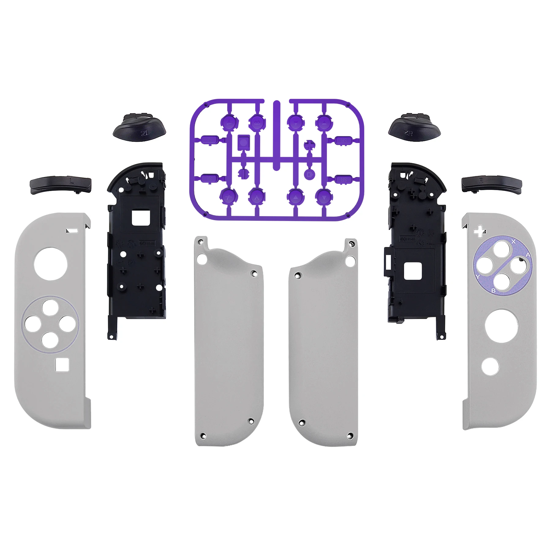 eXtremeRate Gehäuseschale mit vollständigen Tasten für NS Switch JoyCon & OLED – Classics SNES Style