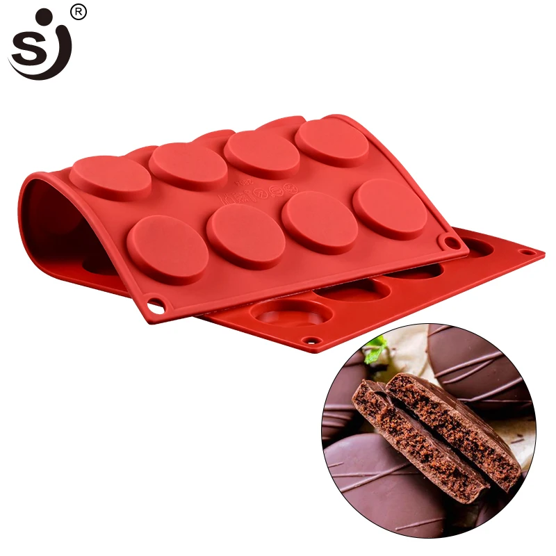 SJ Flache runde Kuchen Dekoration Werkzeuge Gebäck Silikon Formen Cookie Mold Maker Kuchen Backen