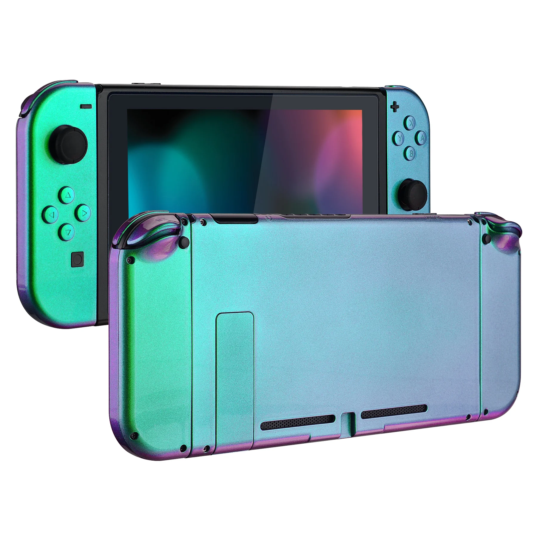 EXtremeRate Chameleon Grün Lila Glänzend Konsole Zurück Platte Controller Gehäuse Shell mit Full Set