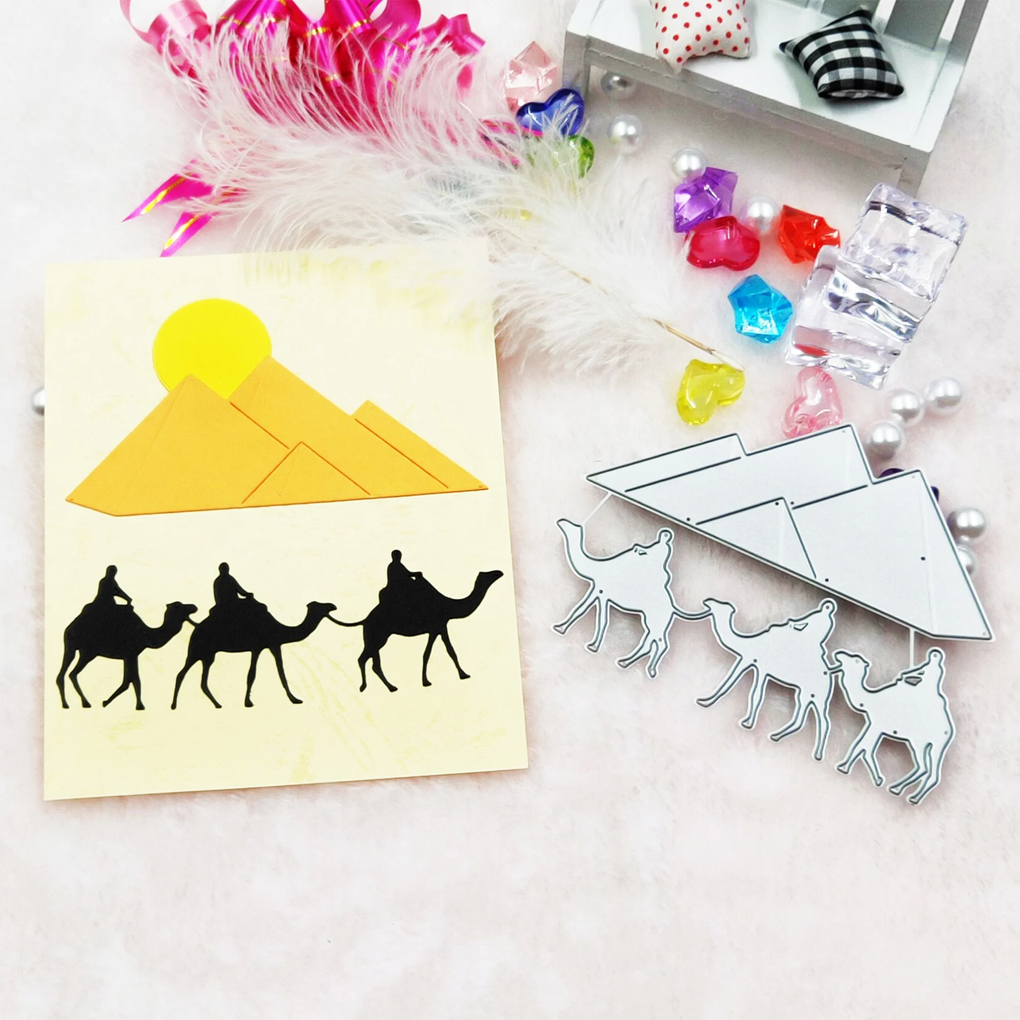 Ägypten Pyramide Kamel Metall Schneiden Stirbt Scrapbooking Für Karte, Die DIY Präge Schnitte