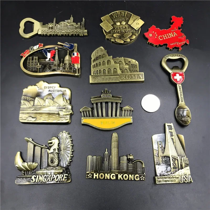 USA Golden Gate Bridge Berlin Schweiz Singapur Australien Sydney Italien Roma Paris Las Vegas China Karte Kühlschrankmagnet Souv