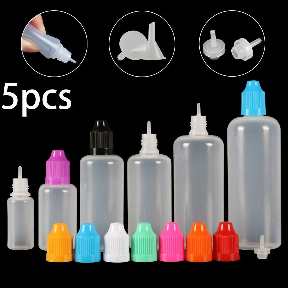 5PCS X 5ML-120ML Kunststoff Tropfflaschen Leere Squeezable E Flüssigkeit Saft Öl Auge vape Glas