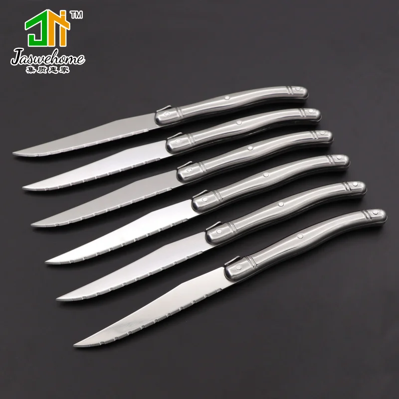 Jaswehome 6pcs Steak messer Gezackten Rand Sharp Licht Premium Spülmaschinenfest Edelstahl messer