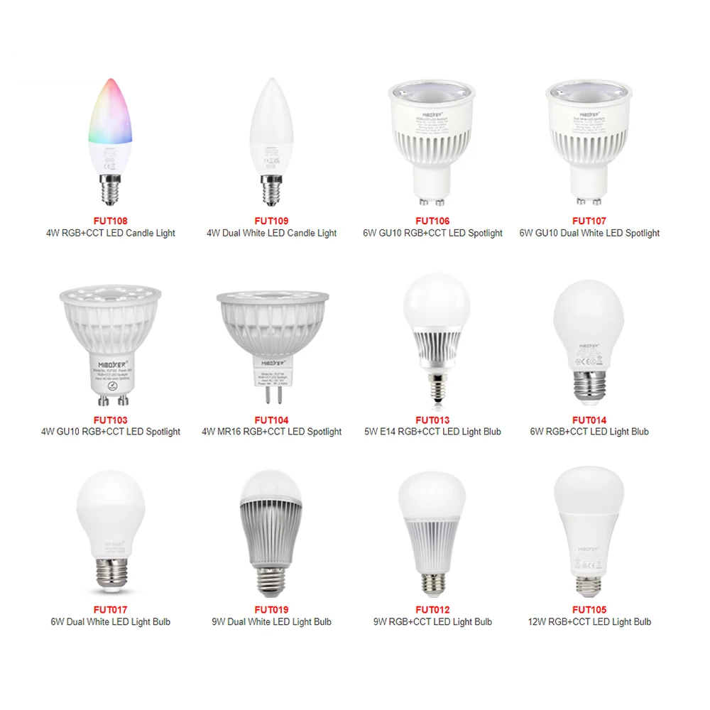 MiBoxer 2,4G 4W 5W 6W 9W 12W Led-lampe, smart Wireless CCT RGBW RGBWW RGB + CCT Led Licht, MR16 GU10