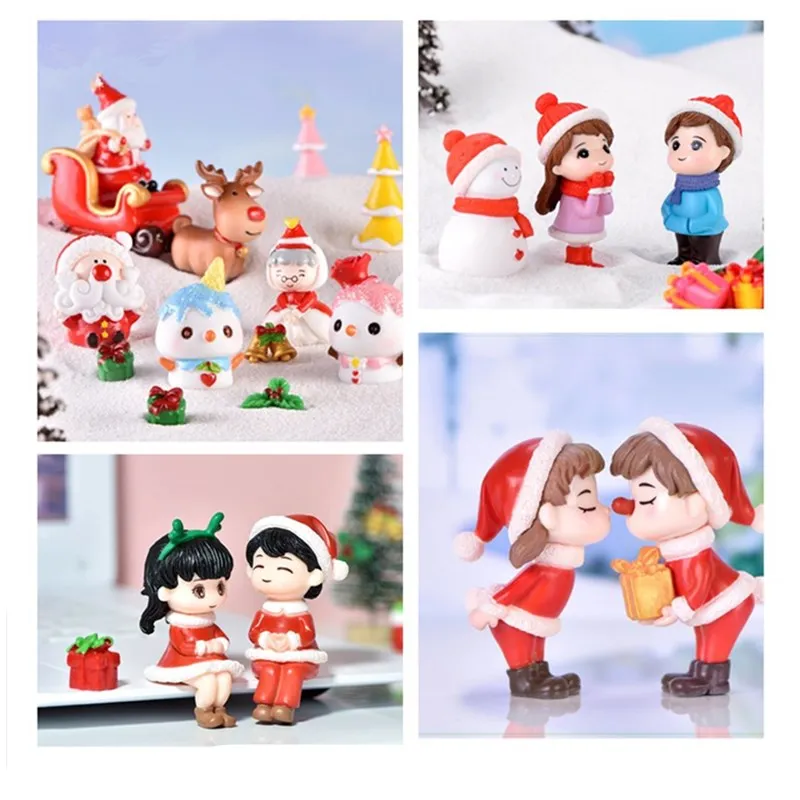 2-20 pcs Mini Weihnachts dekoration Liebhaber Figur Fee Schneemann Santa Claus Miniatur figuren