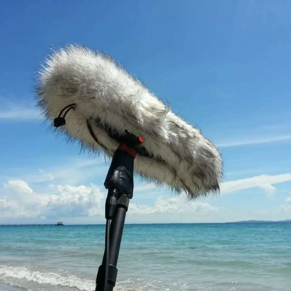 Outdoor Pelzigen Windschutz Windschutz Abdeckung Muff für Sennheiser MKH416-P48U3 Mikrofon