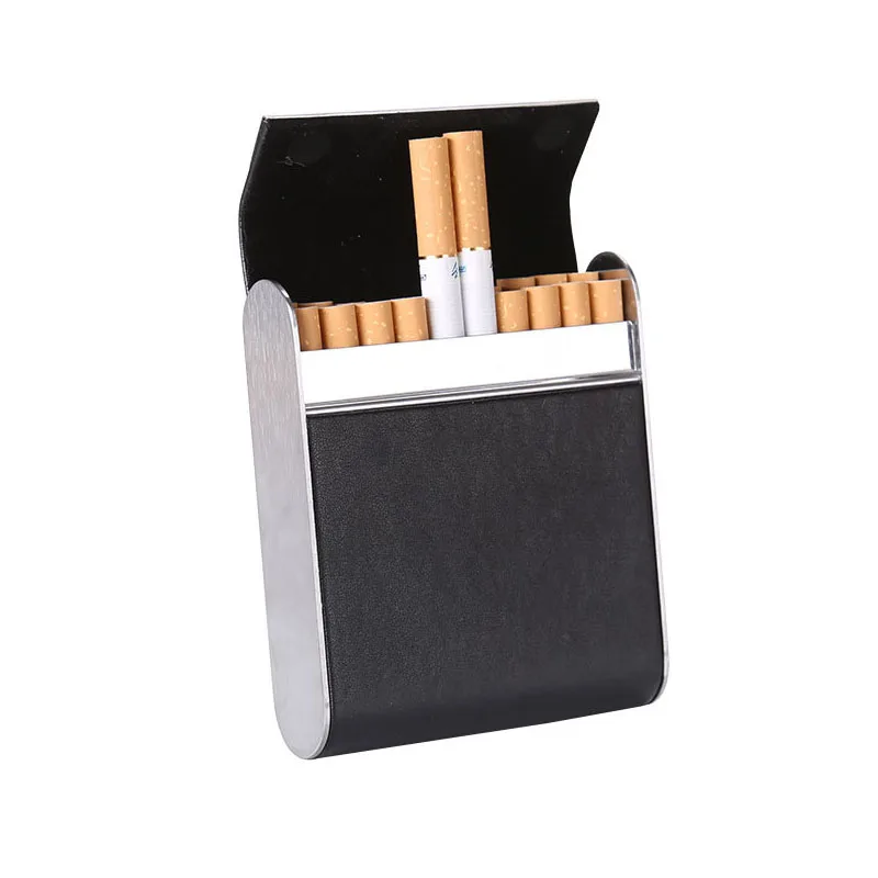 20 stück Zigarette Fall Tragbare PU Leder Zigarette Fall Titan Stahl Rahmen Zigarette Boxen