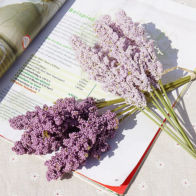 6 Teile/Bündel PE Lavendel Günstige Künstliche Blume Großhandel Pflanze Wand Dekoration Blumenstrauß