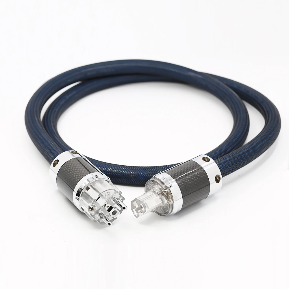 P111 Hohe qualität Silber Überzogene OFC hifi power kabel Carbon fiber rhodiniert AC EU AU US-power