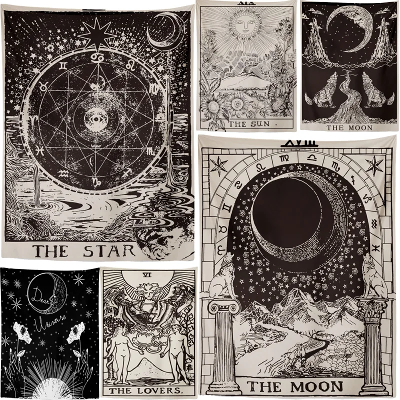 Bessere Qualität The Moon Star Wandteppich, Wandbehang, Astrologie, Wahrsagerei, Tagesdecke,