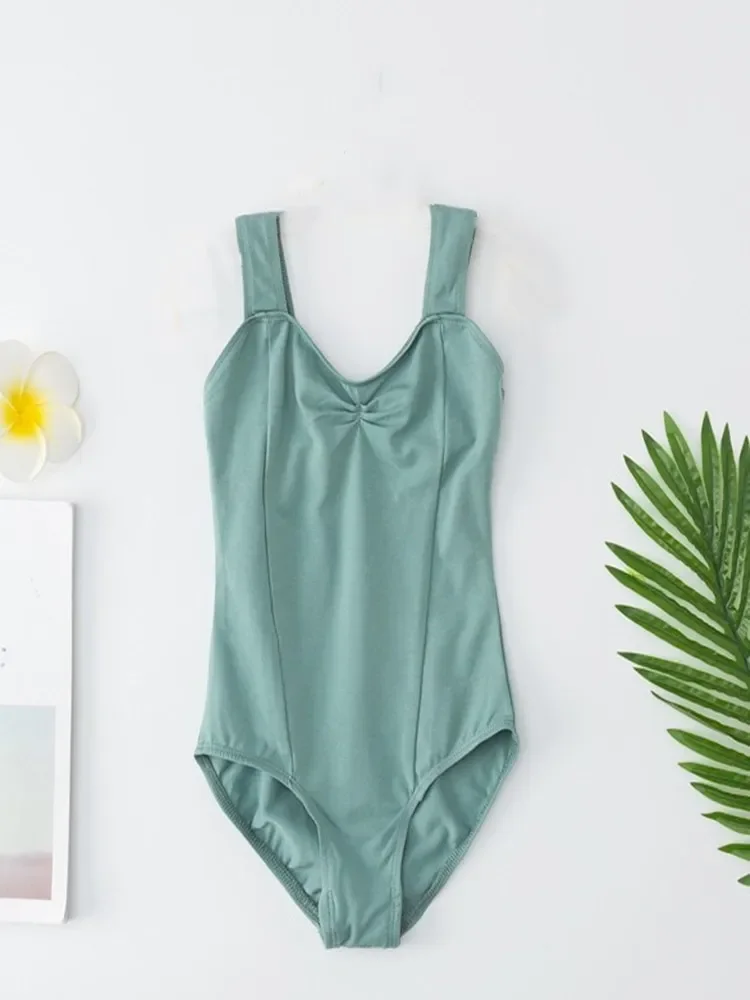 Big Girl’s Leotard Ballet Cut Tank One Piece Camisole Bodysuit Dancewear Costume Wide Shoulder Strape Gymnastic Top Skating