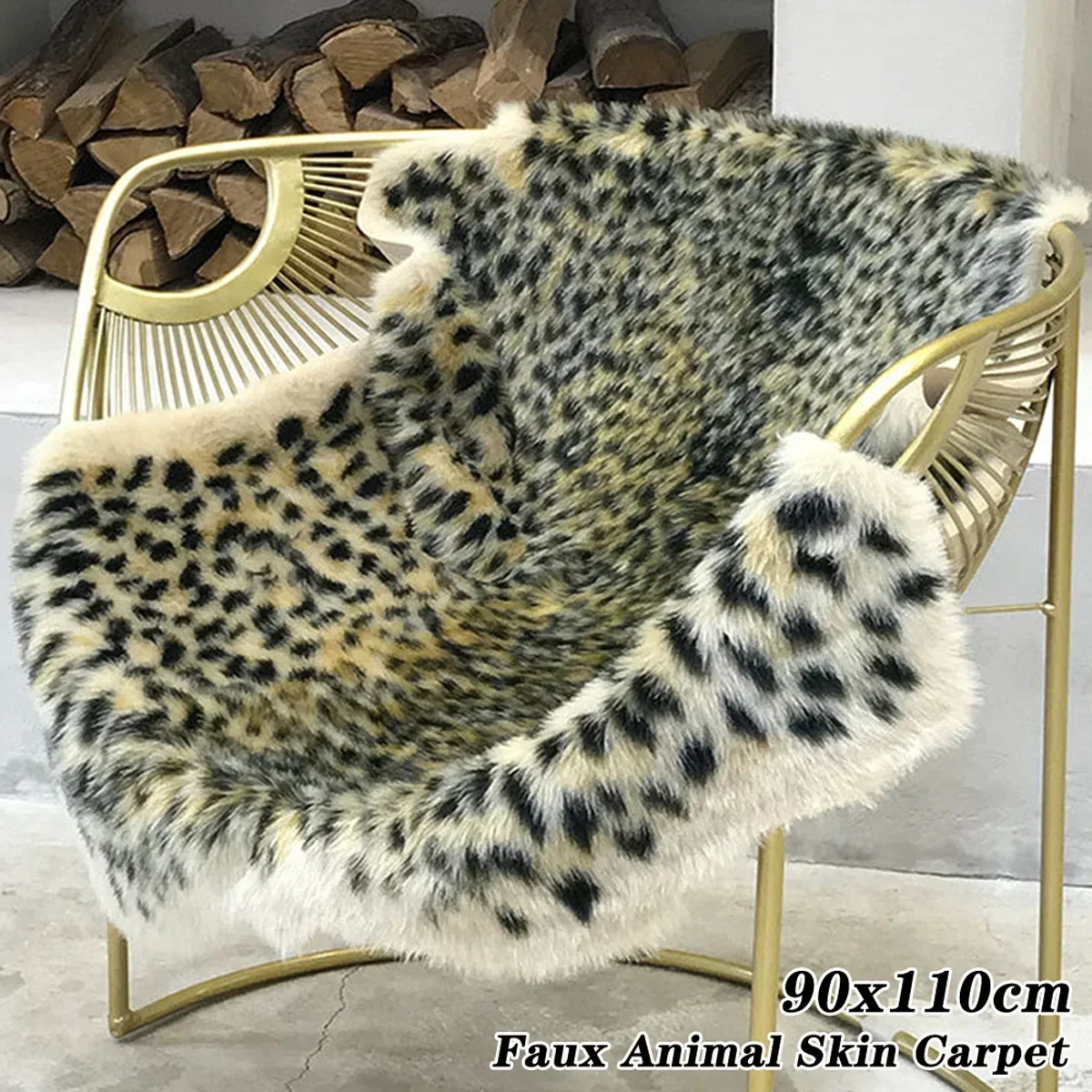 Teppich mit Leopardenmuster, künstlicher Rindsleder-Hautteppich, pelziger Teppich mit Tiermotiv für
