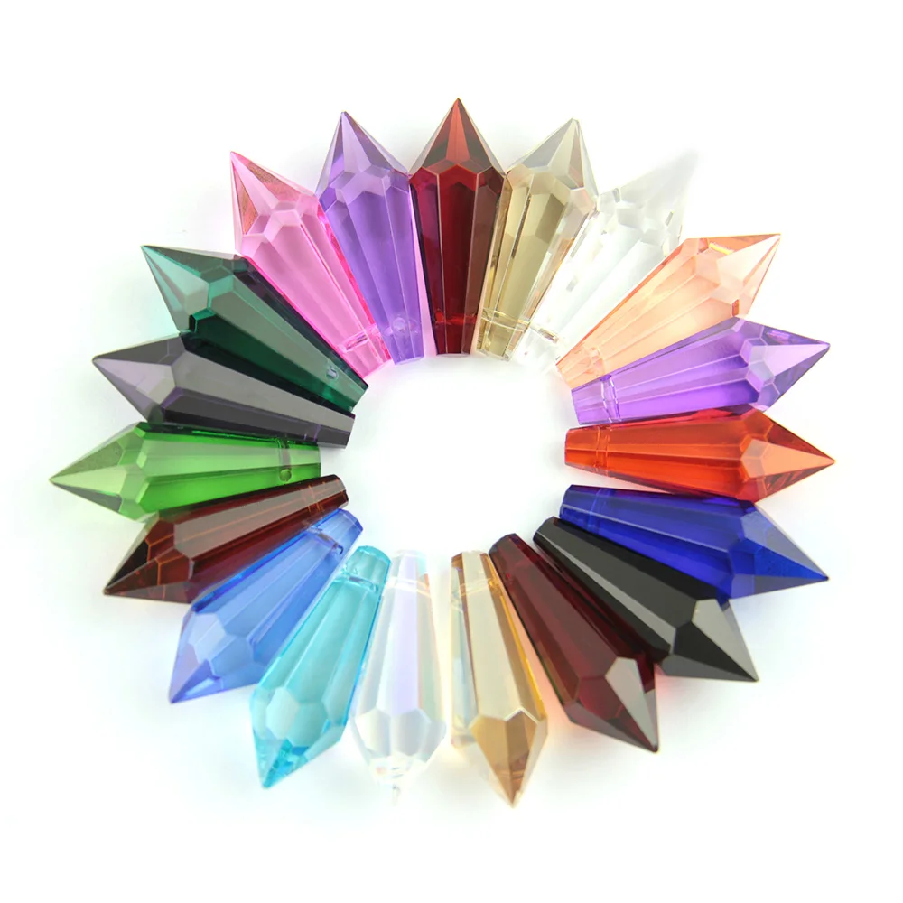 38mm 10 stücke/50 stücke/200 stücke Bunte Kristall Glas U-drop Prisma Kronleuchter Teile für home